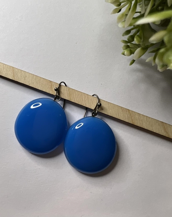 Glass earrings &quot;Sea Blue&quot;